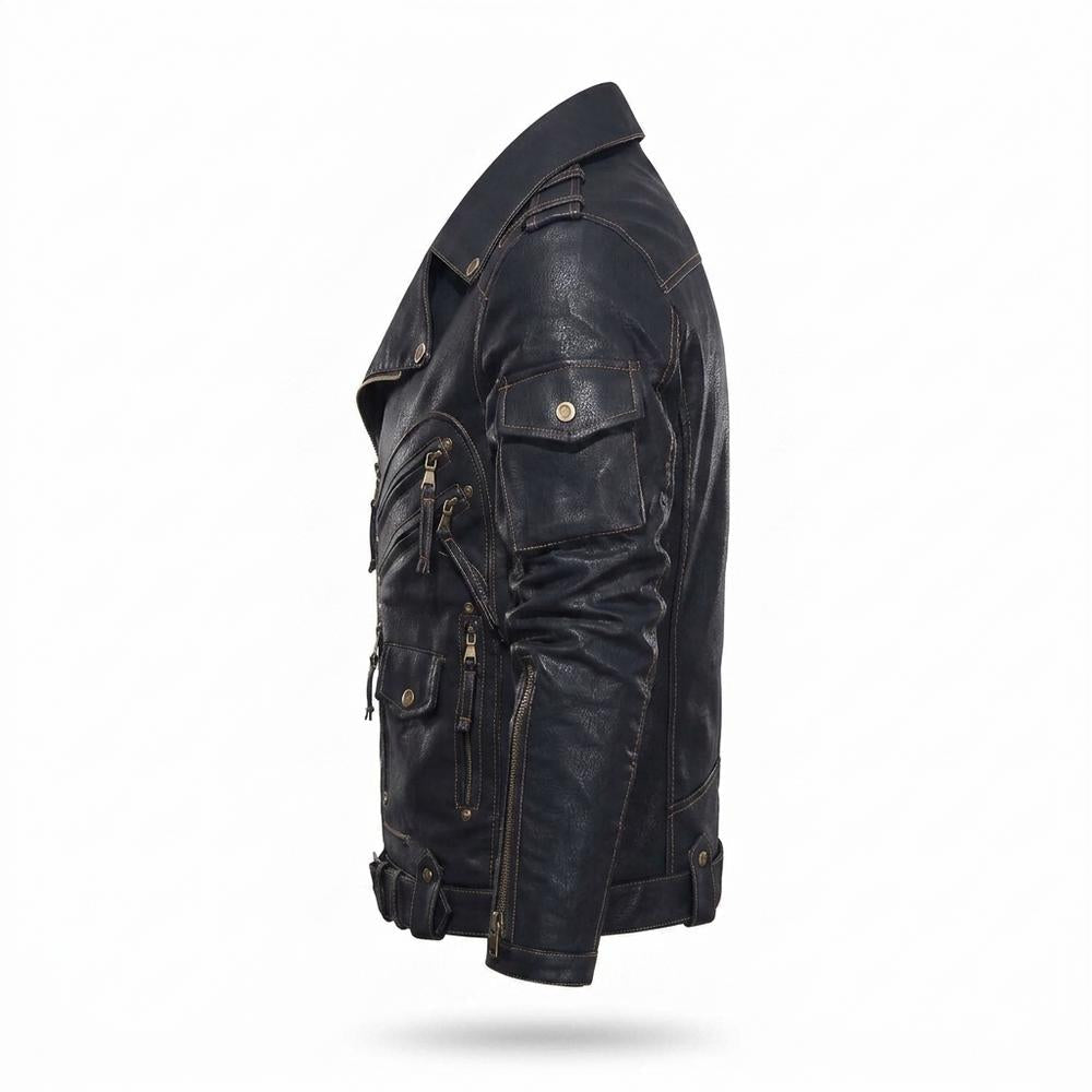 Lederjacken Outlet24 - Silik | Asymmetrisch Aufwendig Lederjacke Herren