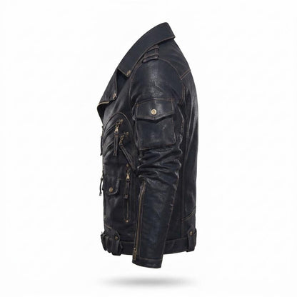 Lederjacken Outlet24 - Silik | Asymmetrisch Aufwendig Lederjacke Herren