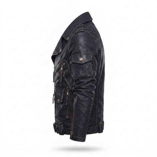 Lederjacken Outlet24 - Silik | Asymmetrisch Aufwendig Lederjacke Herren