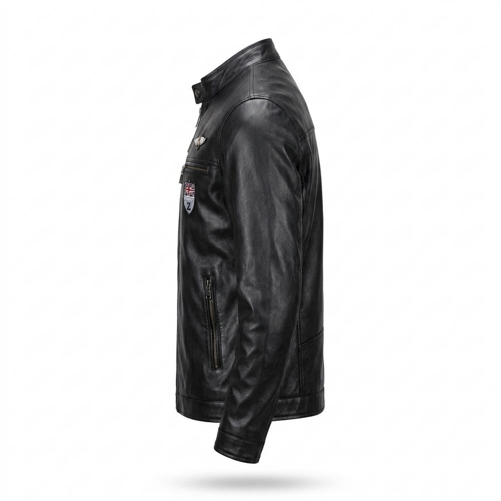 Lederjacken Outlet24 - Toped | Appliziert Tailliert Lederjacke Herren