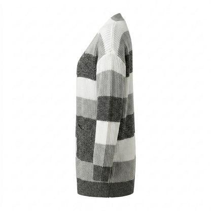 Lederjacken Outlet24 - Kefom | Gestreifter Gestrickter Cardigan Damen