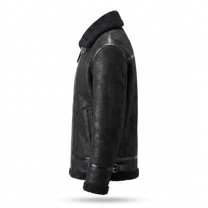 Lederjacken Outlet24 - Nafen | Gefütterte Reißverschluss Lederjacke Herren