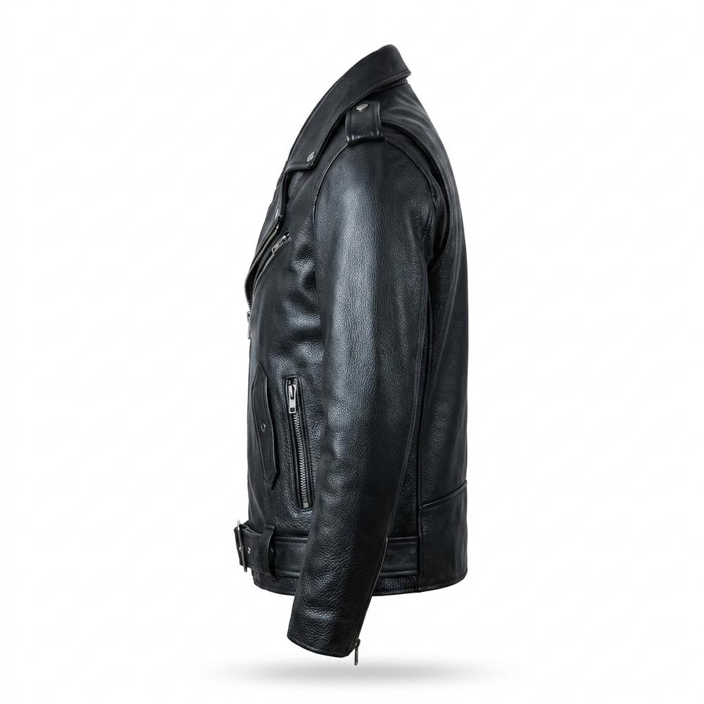 Lederjacken Outlet24 - Renun | Asymmetrisch Gegürtelt Lederjacke Herren