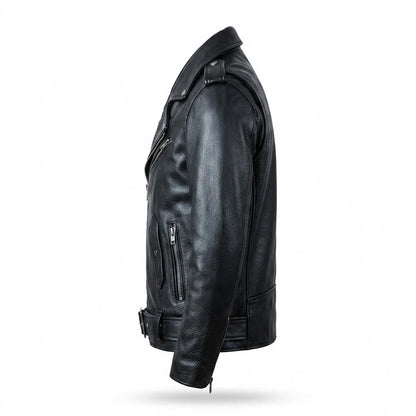 Lederjacken Outlet24 - Renun | Asymmetrisch Gegürtelt Lederjacke Herren