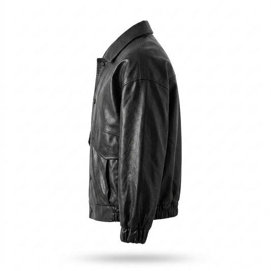 Lederjacken Outlet24 - Mires | Lockere Geknöpfte Lederjacke Unisex