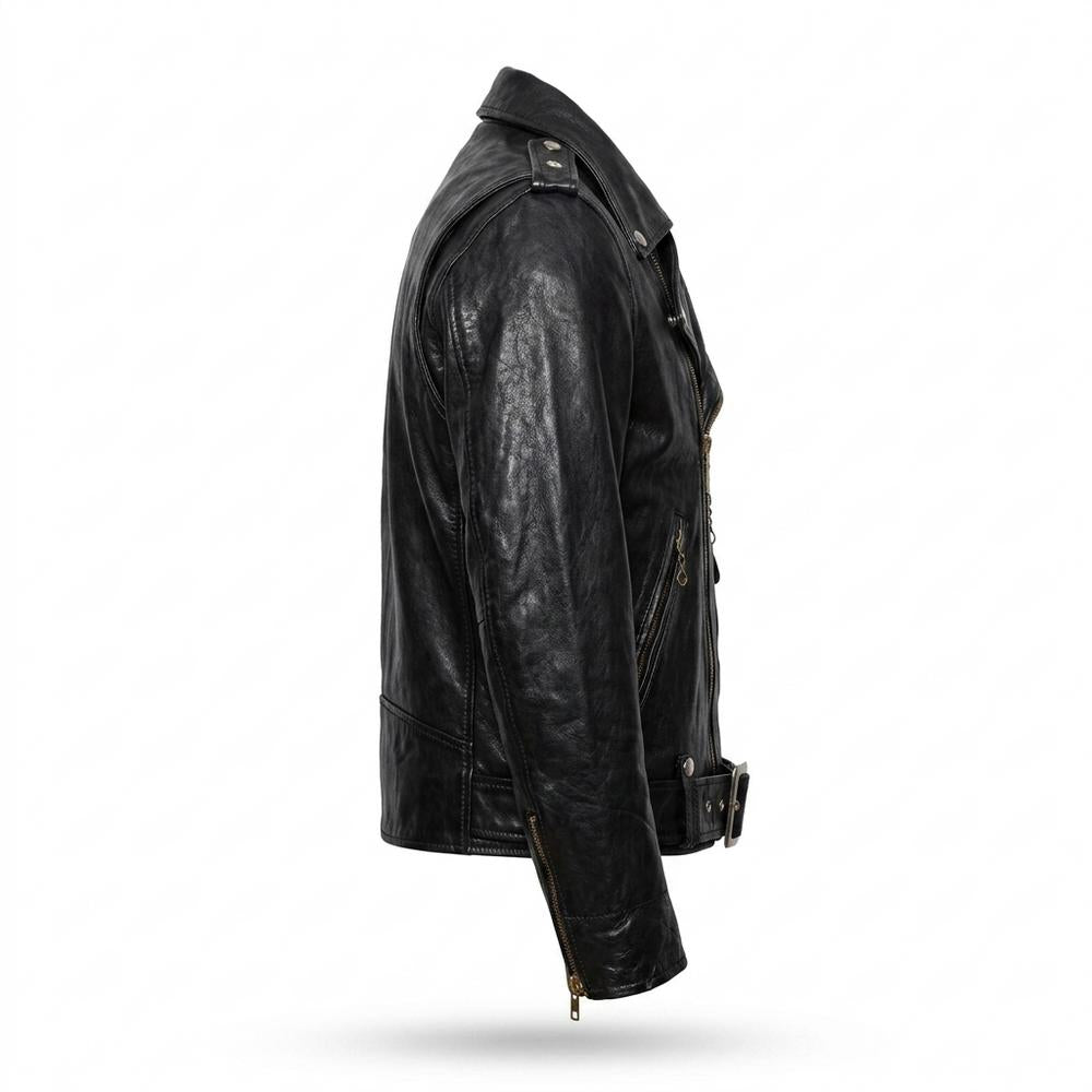 Lederjacken Outlet24 - Sokos | Asymmetrisch Gegürtelt Lederjacke Unisex