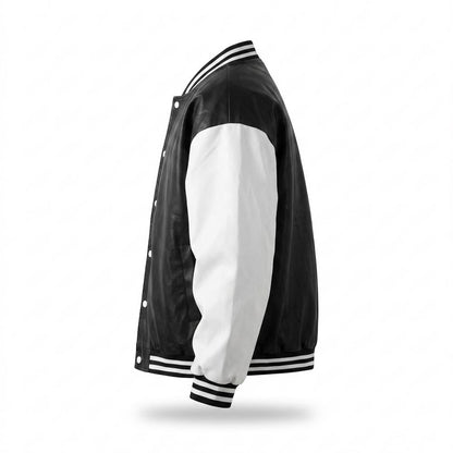 Lederjacken Outlet24 - Rabit | Zweifarbige Geknöpfte Lederjacke Unisex