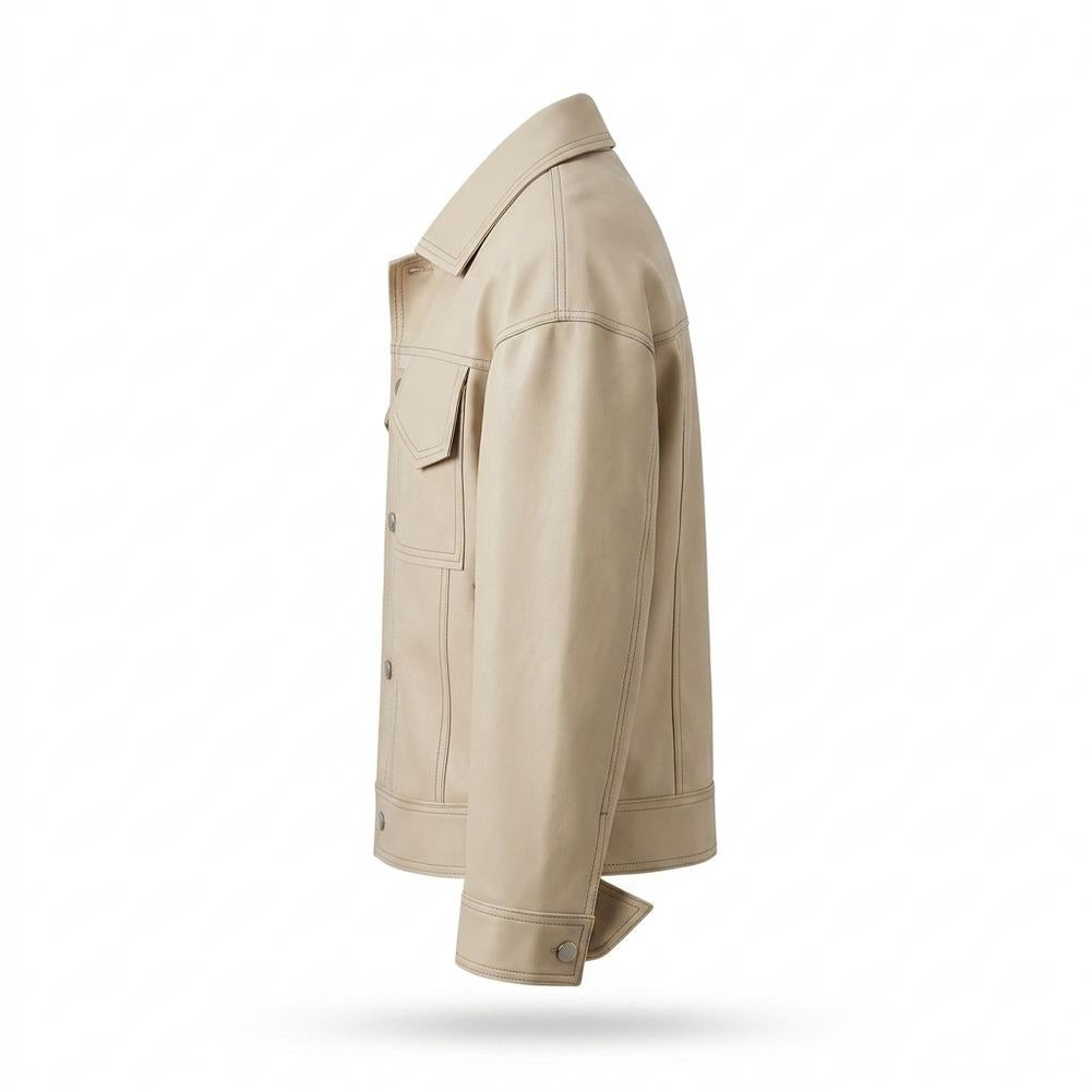 Lederjacken Outlet24 - Saram | Geglättet Kontrastgesteppt Lederjacke Unisex