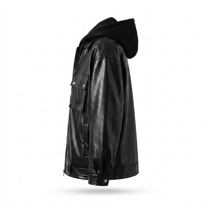 Lederjacken Outlet24 - Lutot | Gefütterte Weit Geschnittene Lederjacke Herren