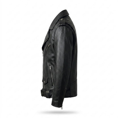 Lederjacken Outlet24 - Kesen | Asymmetrisch Genarbt Lederjacke Unisex