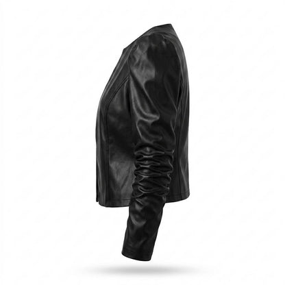 Lederjacken Outlet24 - Lufud | Kurzgeschnittene Geraffte Jacke Damen