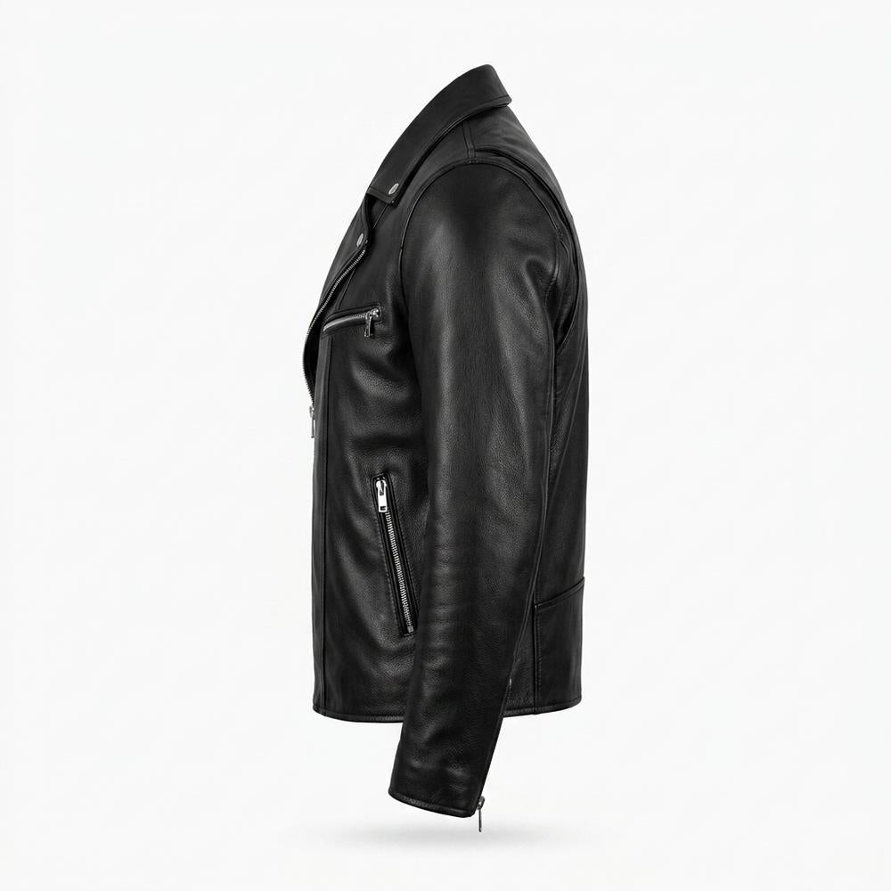 Lederjacken Outlet24 - Lifok | Asymmetrisch Geknöpft Lederjacke Herren