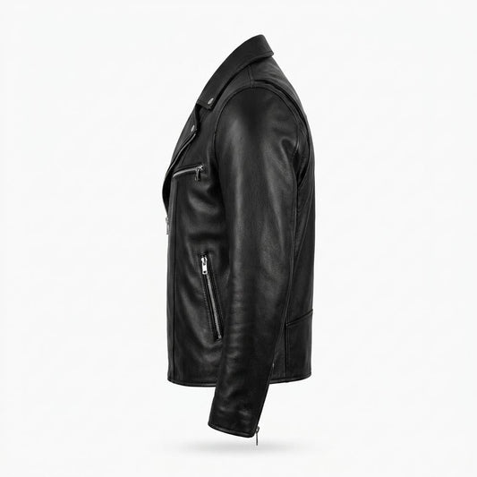Lederjacken Outlet24 - Lifok | Asymmetrisch Geknöpft Lederjacke Herren