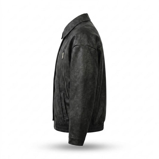 Lederjacken Outlet24 - Kekok | Verwaschene Weit Geschnittene Lederjacke Unisex