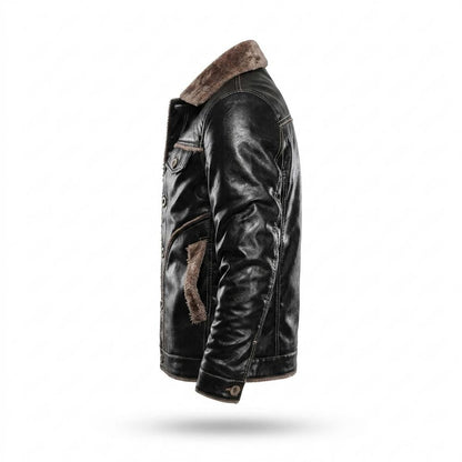 Lederjacken Outlet24 - Velan | Gefüttert Geknöpft Lederjacke Herren