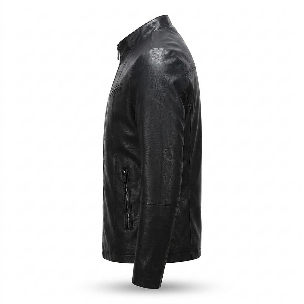 Lederjacken Outlet24 - Aesis | Taillierte Kurzkragige Lederjacke Herren