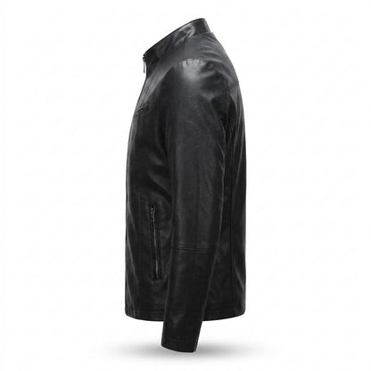 Lederjacken Outlet24 - Aesis | Taillierte Kurzkragige Lederjacke Herren