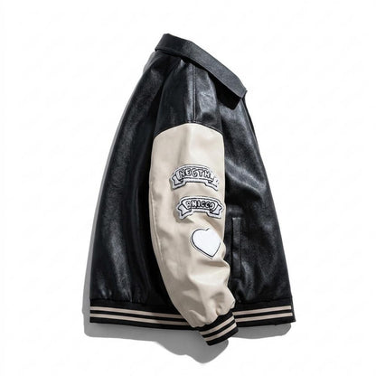 Lederjacken Outlet24 - Lemev | Applizierte Bestickte Lederjacke Unisex