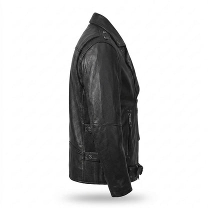 Lederjacken Outlet24 - Surul | Asymmetrische Gegürtete Lederjacke Herren