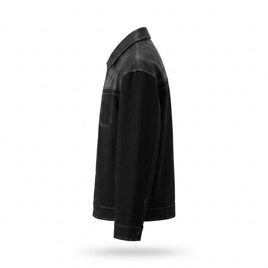 Lederjacken Outlet24 - Sever | Kontrastgesteppte Material-Mix Jacke Herren