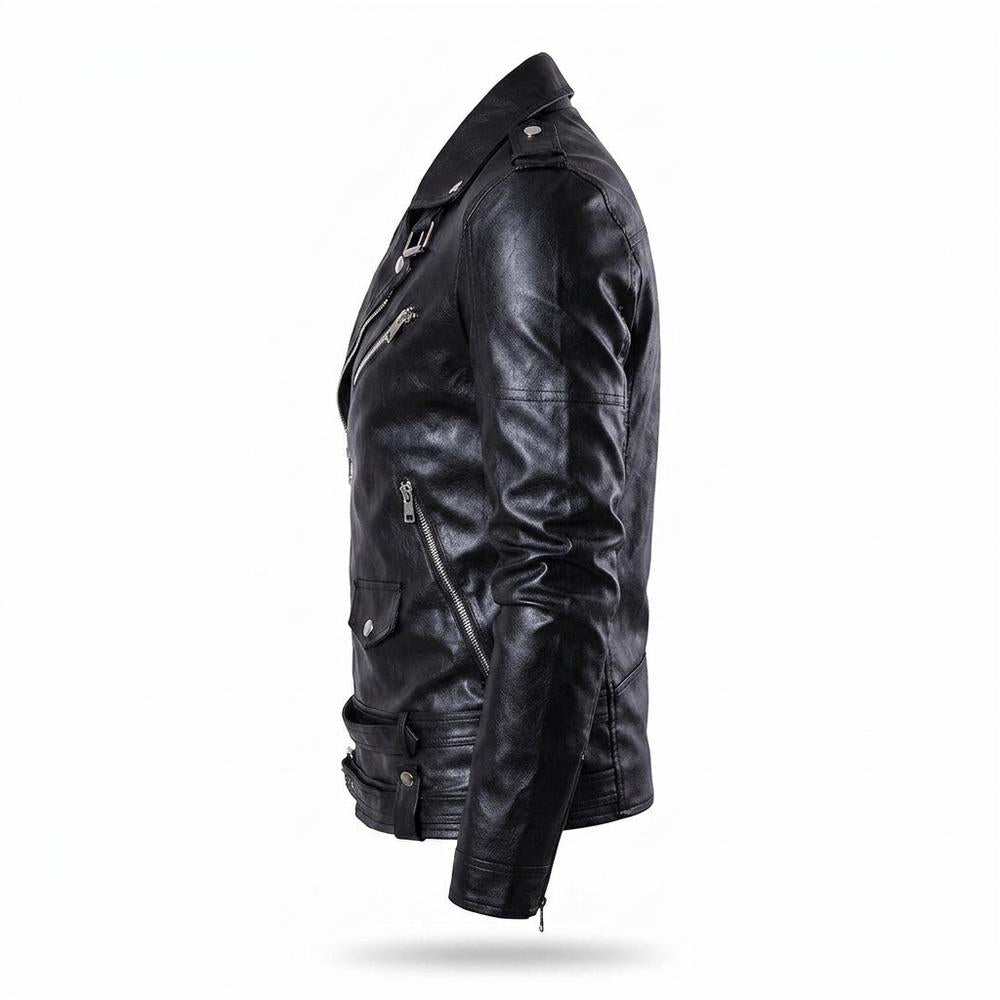 Lederjacken Outlet24 - Vilan | Asymmetrisch Tailliert Lederjacke Herren