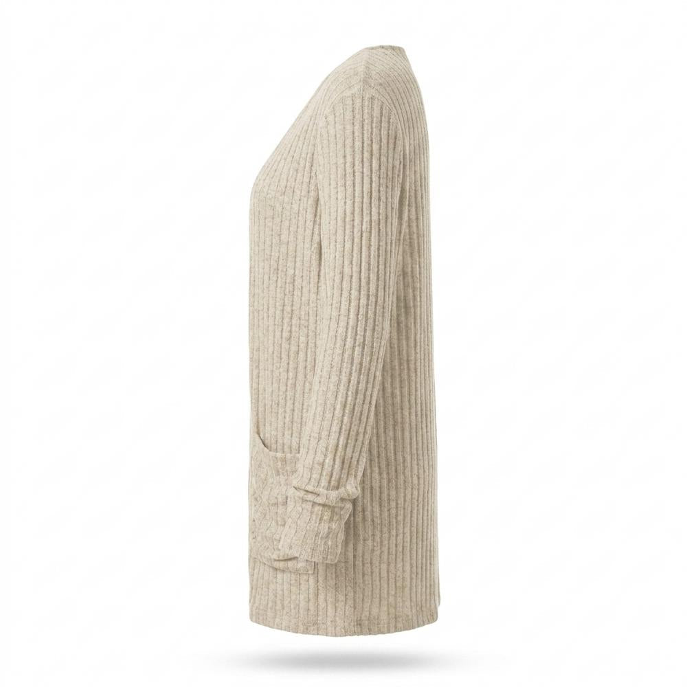 Lederjacken Outlet24 - Vamal | Gerippter Langer Cardigan Damen