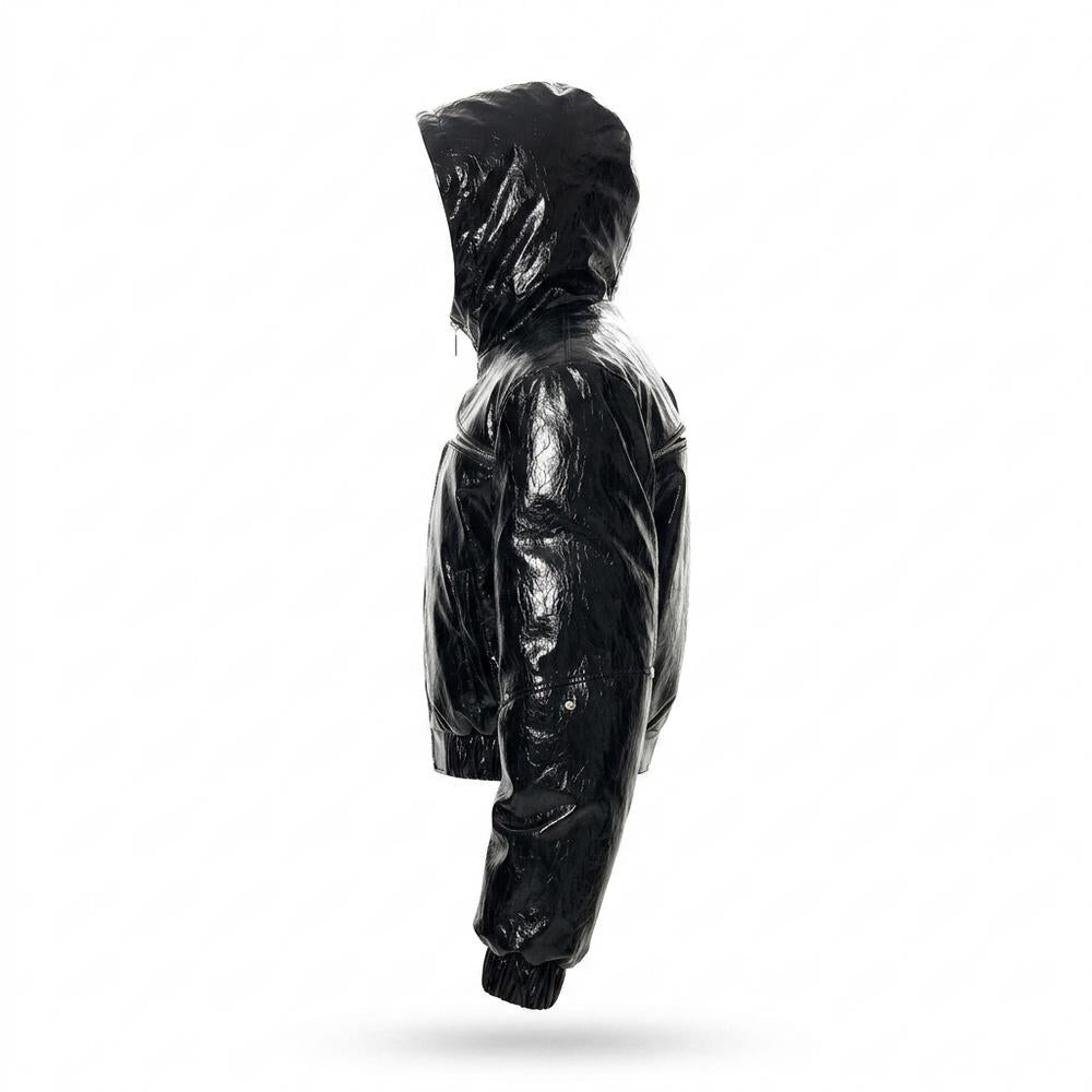Lederjacken Outlet24 - Nagir | Glänzend Gefüttert Lederjacke Unisex