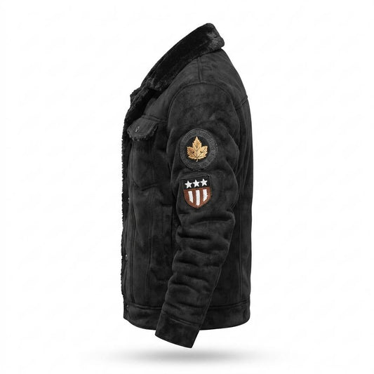 Lederjacken Outlet24 - Yibav | Gefüttert Geknöpft Wildleder-Jacke Herren