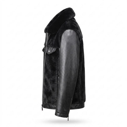 Lederjacken Outlet24 - Vegit | Fellbesetzt Gefüttert Lederjacke Herren
