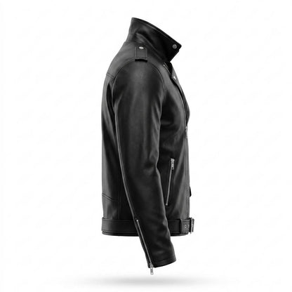Lederjacken Outlet24 - Lamon | Asymmetrisch Gegürtet Lederjacke Herren