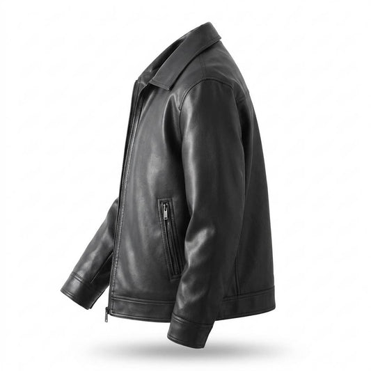 Lederjacken Outlet24 - Lisuk | Glatte Gefütterte Lederjacke Herren